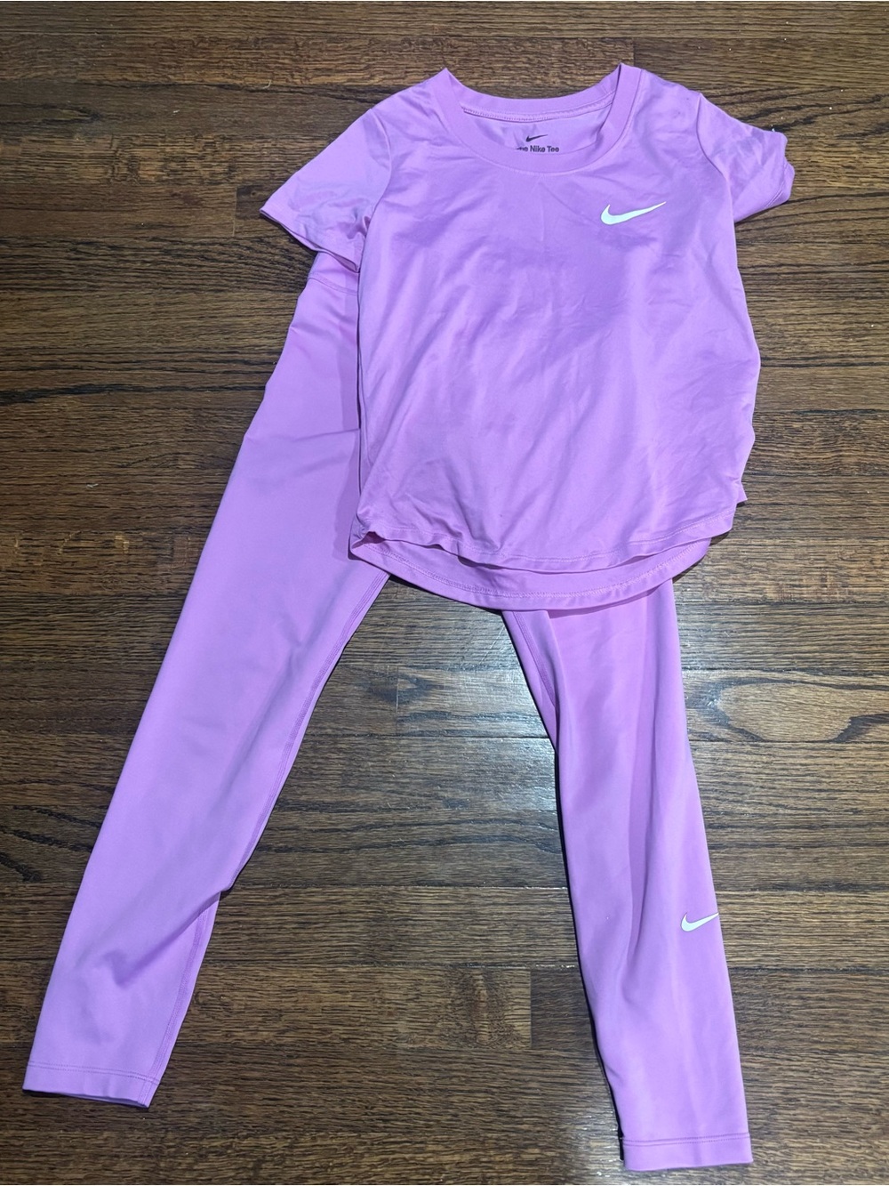 Nike Girls Purple Dri-FIT 2pc Tee & Leggings Activewear Set Size M